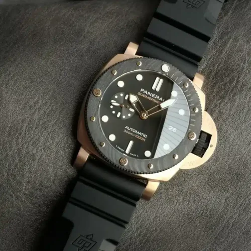 Replica Panerai Submersible Goldtech OroCarbo Black Bezel PAM1070